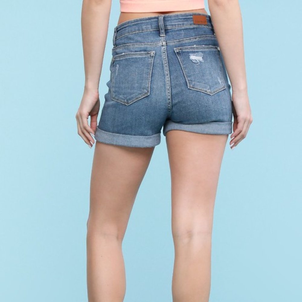 Judy Blue High Rise Cuffed Hem Shorts MD 15004 - Picture 2 of 8